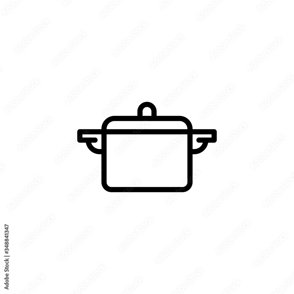 Kitchen pot vector icon in linear, outline icon isolated on white background Kitchen pot vector icon in linear, outline icon isolated on white background