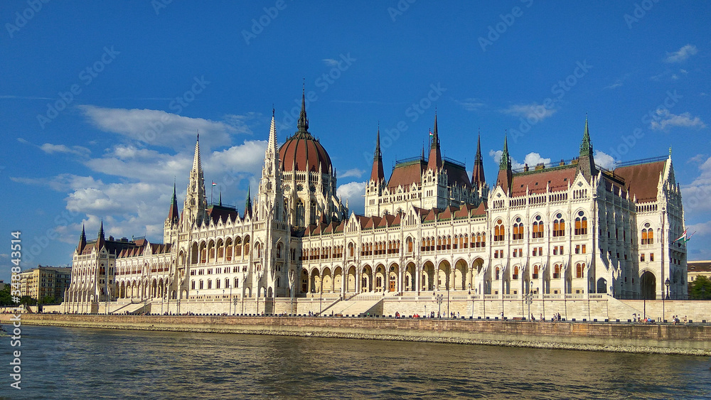 Budapest Hungary parliament with Danube river