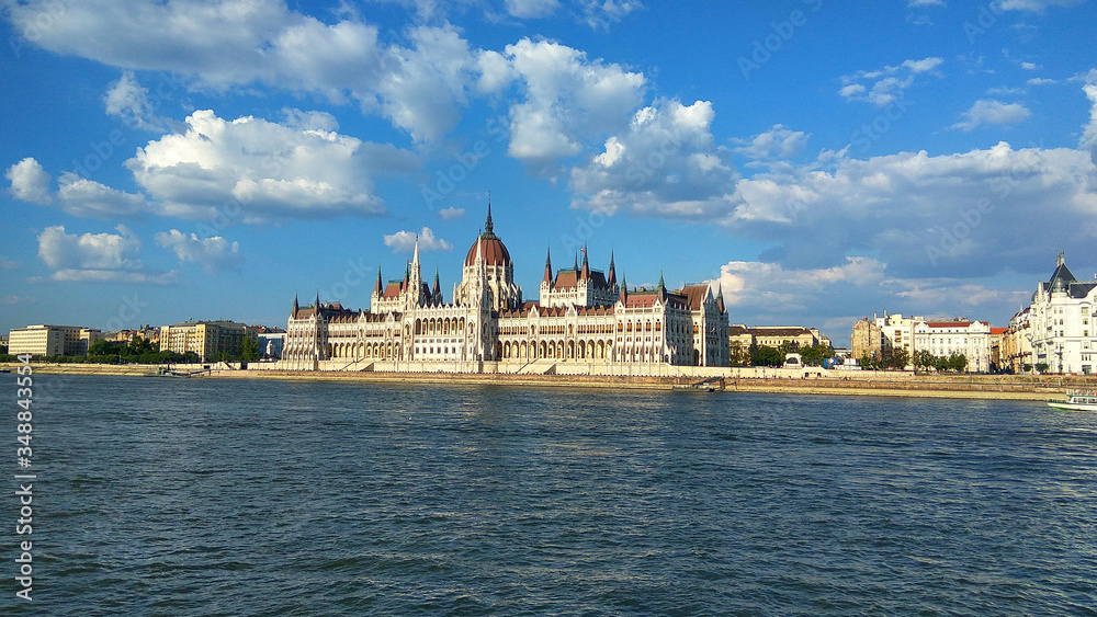 Budapest Hungary parliament with Danube river