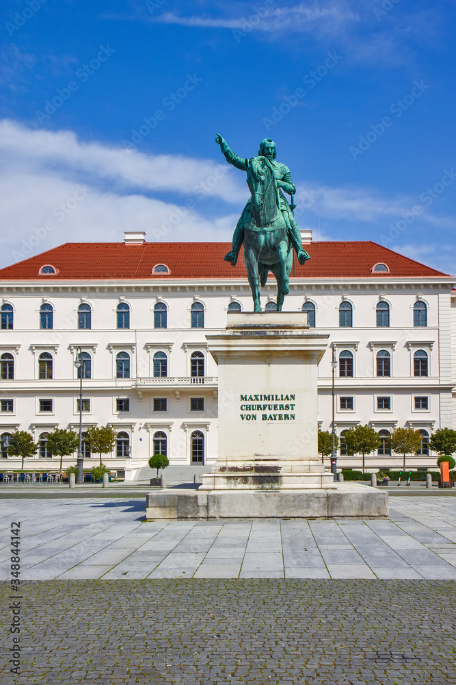 Statue of Maximilian at the Wittelsbacherplatz in Munich /Bavaria, Germany