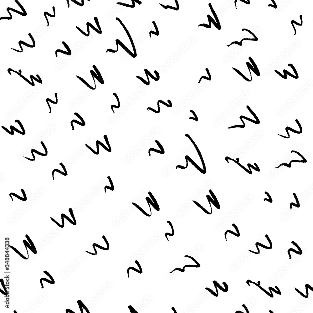 Monochrome seamless ink pattern hand drawn vector. There is a swatch in the panel Monochrome seamless ink pattern hand drawn vector. There is a swatch in the panel