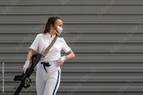 doctors in medical mask on the street