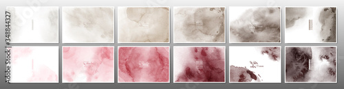 Set of red-brown earth tone watercolor background