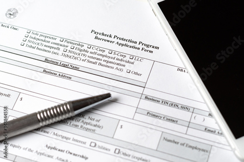 Biology and science. Covid-19. PPP Paycheck Protection Program. Document for inscription. photo