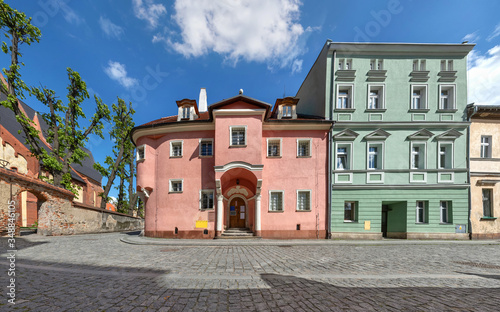 Zabkowice Slaskie, Poland. Local landmark - the oldest preserved residential building in the town