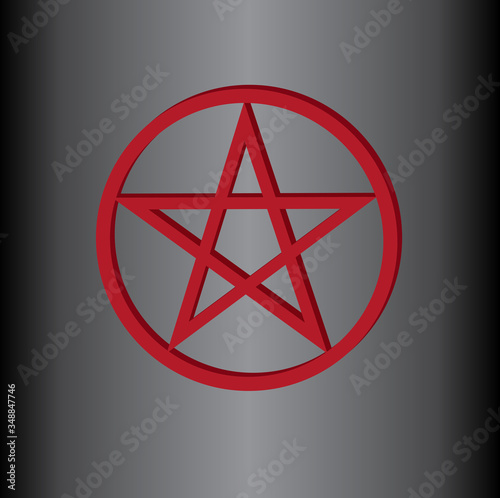 The inverted pentagram circumscribed by a circle (also known as a pentacle) is often used to represent Satanism. The star in the circle on red color that shows the connection to Satan.