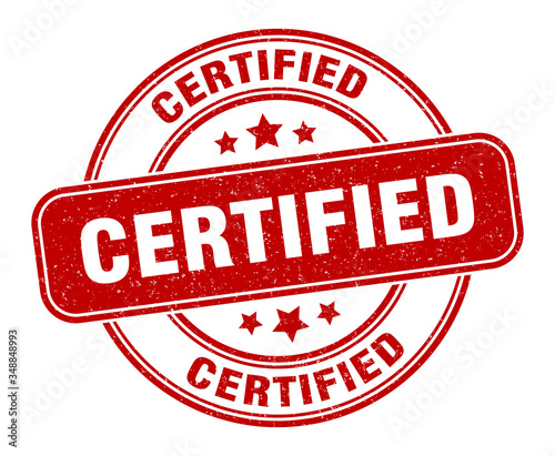 certified stamp. certified label. round grunge sign