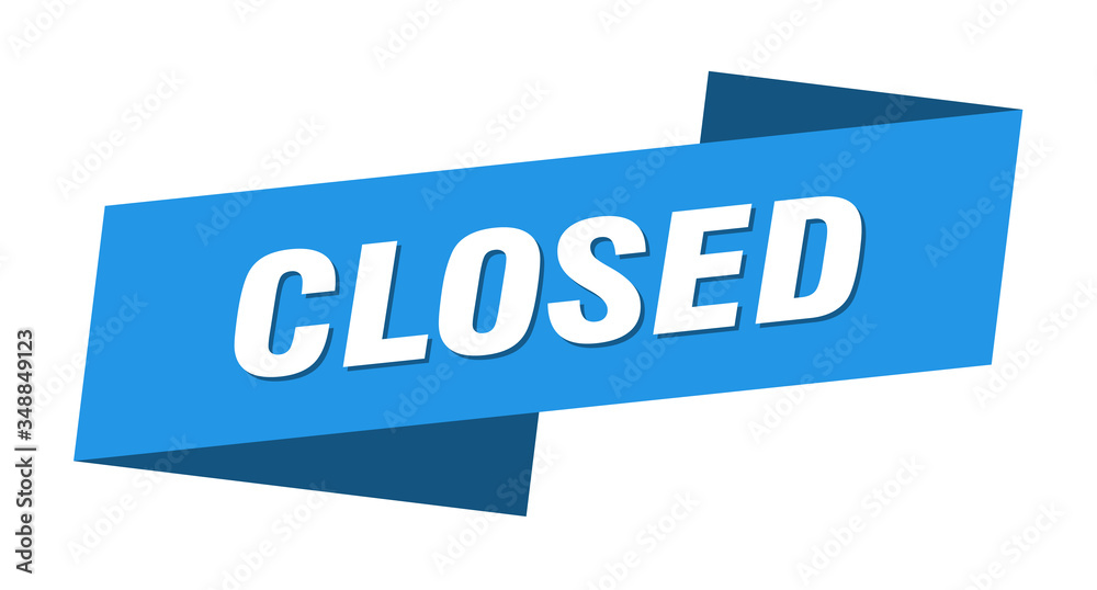 closed banner template. closed ribbon label sign