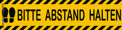 Vector illustration of social distancing with the text Please keep distance in german (Bitte abstand halten). Covid-19, Coronavirus prevention.