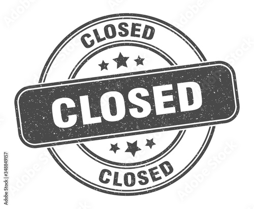 closed stamp. closed label. round grunge sign