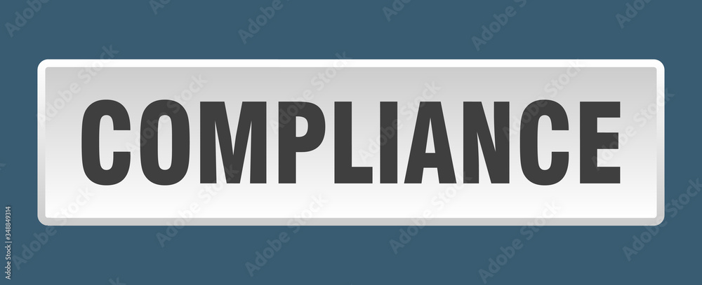 compliance button. compliance square white push button