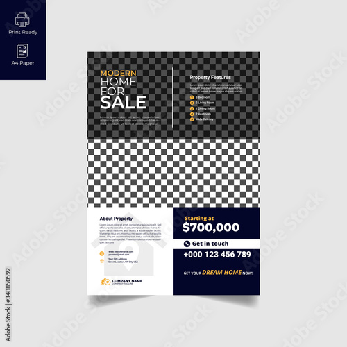Elegant Real Estate Flyer Home for Sale for Modern Home Interior Design Editable Vector Template