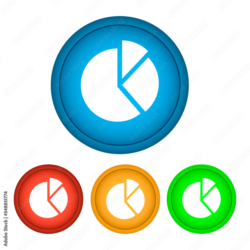 Chart graph icon on a button. Vector illustration Chart graph icon on a button. Vector illustration