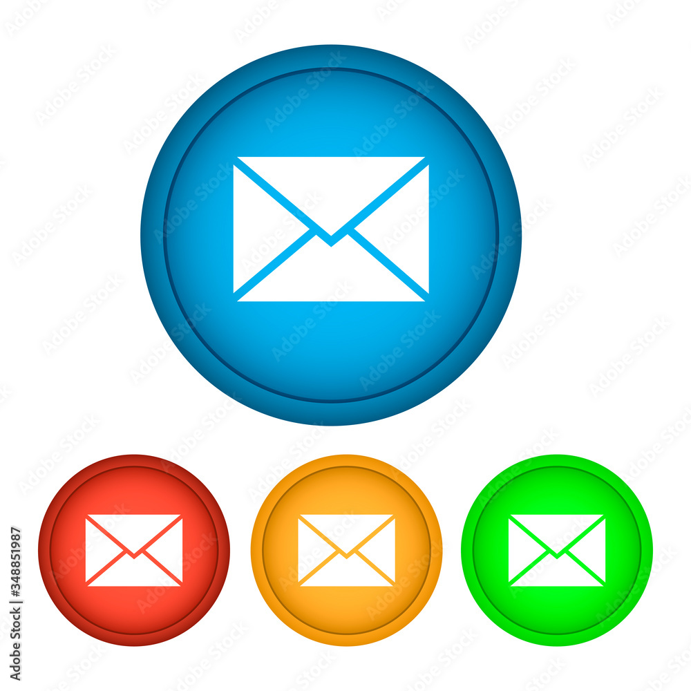 Envelope icon on the button. Vector illustration Envelope icon on the button. Vector illustration