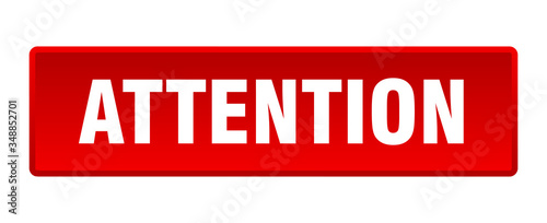 attention button. attention square red push button