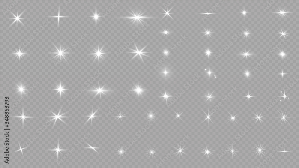 Set of flashes, Lights and Sparkles on a transparent background. Bright gold flashes and glares. Abstract golden lights isolated Bright rays of light. Glowing lines. - obrazy, fototapety, plakaty 