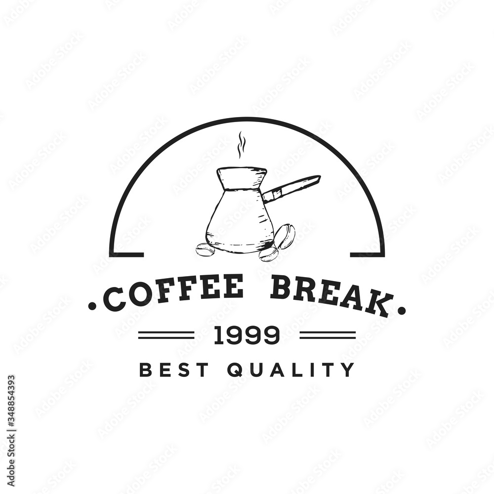 Creative Coffee Shop Concept Logo Design Template, Black and White, Badges Creative Coffee Shop Concept Logo Design Template, Black and White, Badges