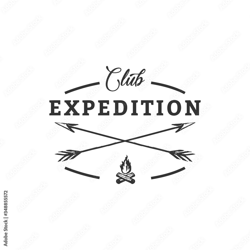 Fototapeta premium Camping Concept Logo Design Template with Badges, Black and White