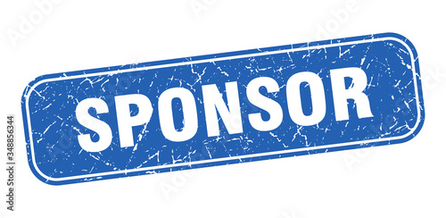 sponsor stamp. sponsor square grungy blue sign.