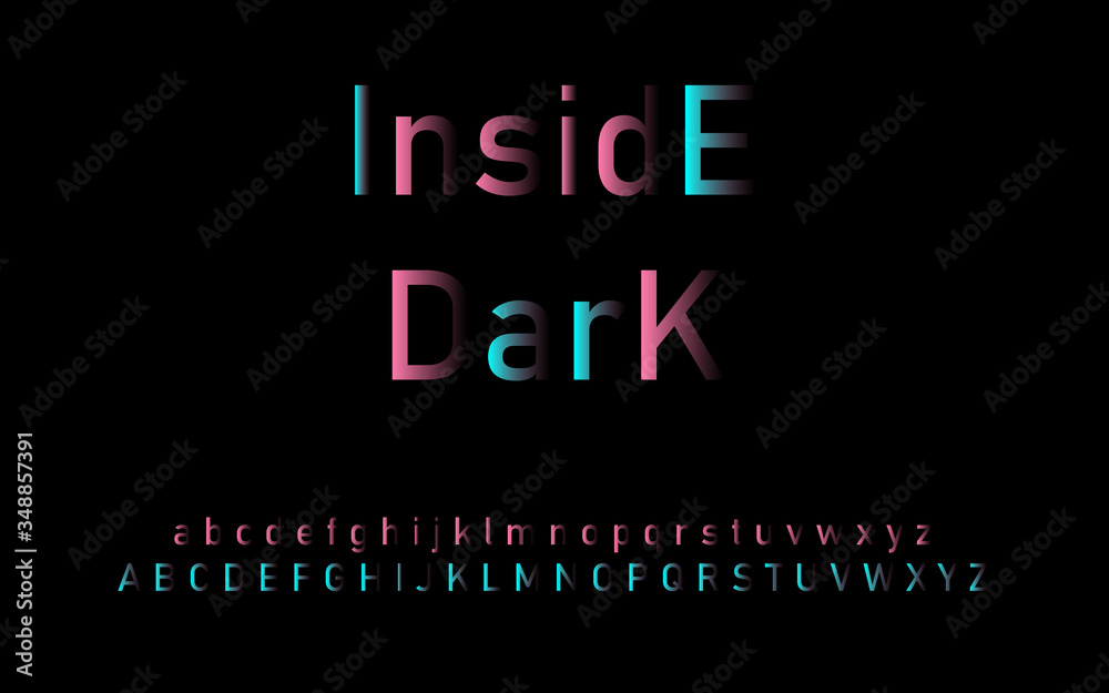 inside dark typography font set