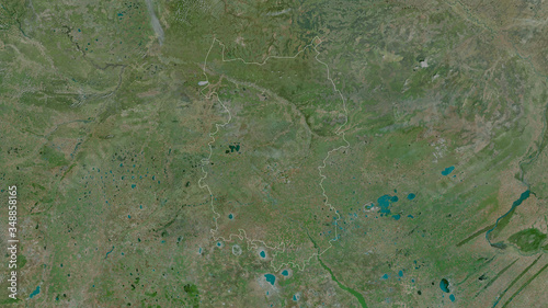 Omsk, Russia - outlined. Satellite