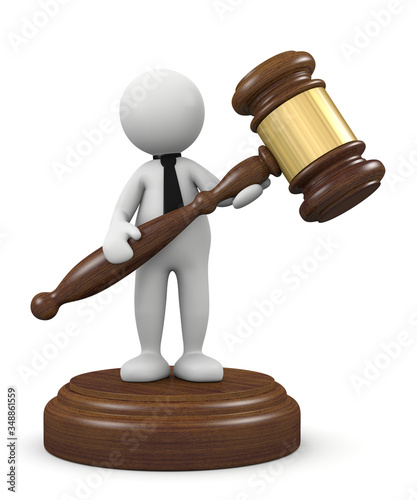 3d man judge with gavel