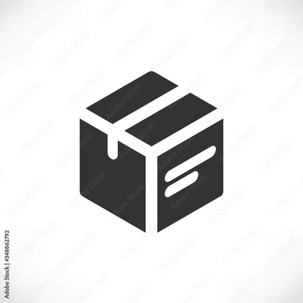 Isometric simple box icon. Delivery black symbol isolated on white background. Shipping, transportation, storage, post vector illustration for web, apps, infographics, logo, advert, design Isometric simple box icon. Delivery black symbol isolated on white background. Shipping, transportation, storage, post vector illustration for web, apps, infographics, logo, advert, design