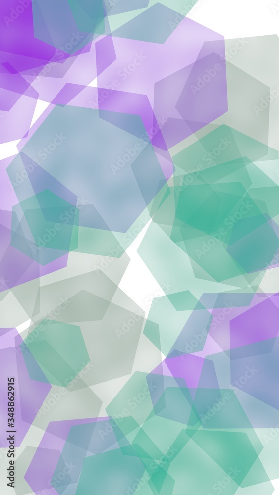 Fototapeta premium Multicolored translucent hexagons on white background. Vertical image orientation. 3D illustration