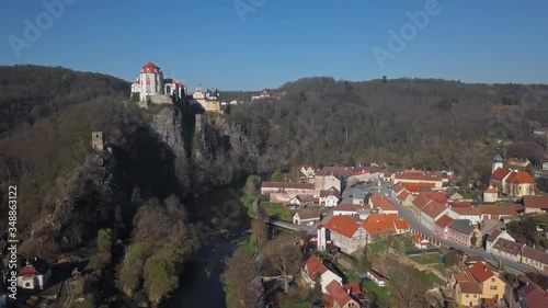 Aerial view of Vranov nad Dyji castle, South Moravia, Czech Republic photo