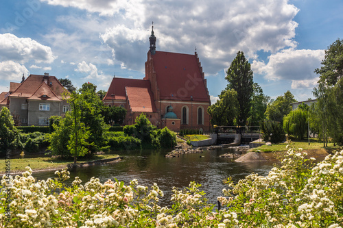 Obraz na płótnie Cathedral on the Brda River in Bydgoscz, Poland w salonie