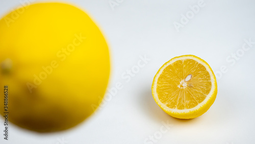 Close up lemon on white background