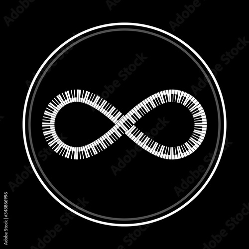 Piano keys with infinite symbol concept.Vector piano keys design.