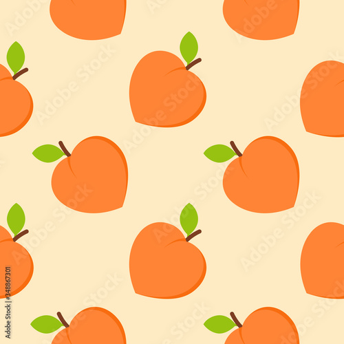 Emoji Peach pattern. Fruit wallpaper. Vector. Peaches seamless pattern. Vector illustration
