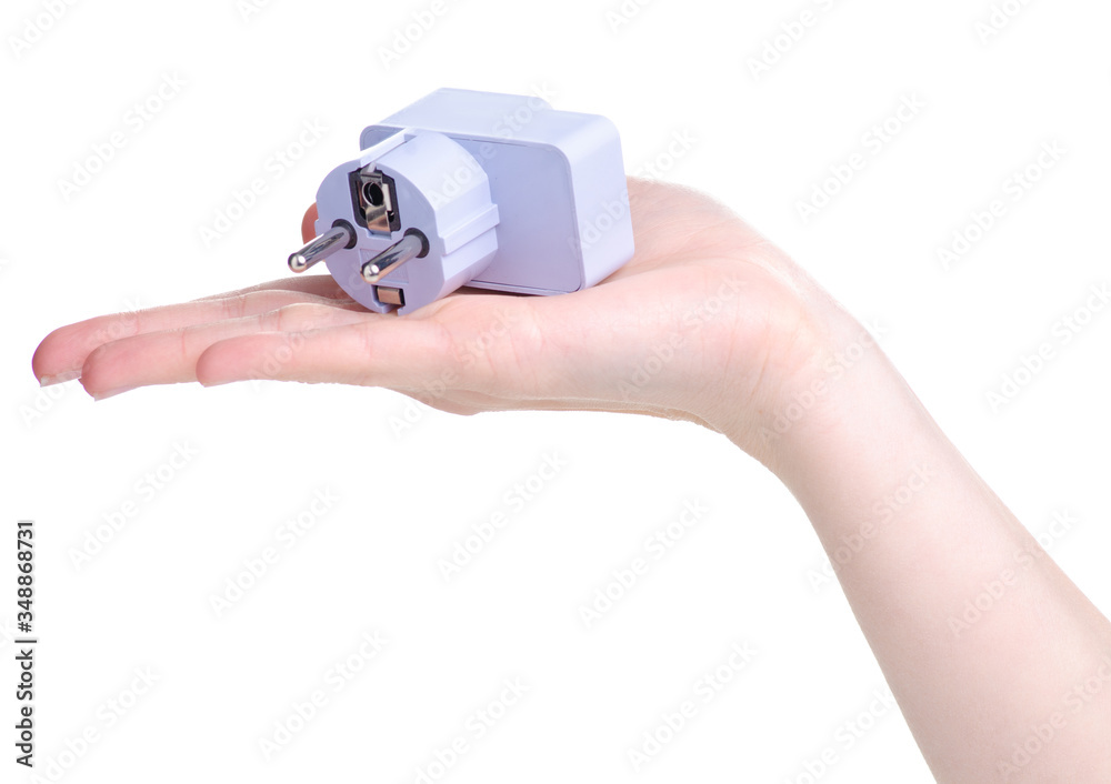 Electric adapter for USA plug on white background isolation Electric adapter for USA plug on white background isolation