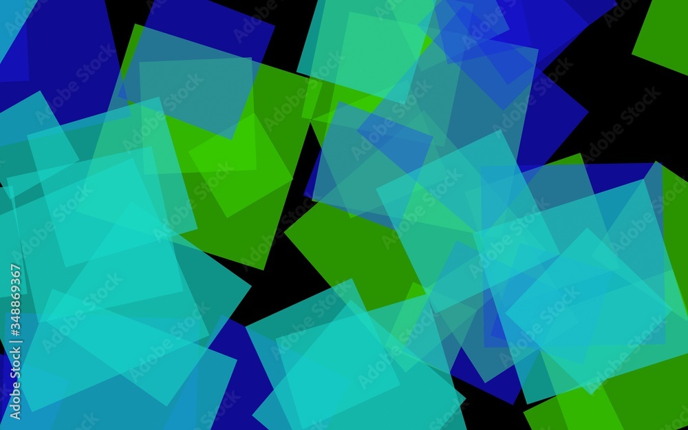 Multicolored translucent squares on dark background. 3D illustration