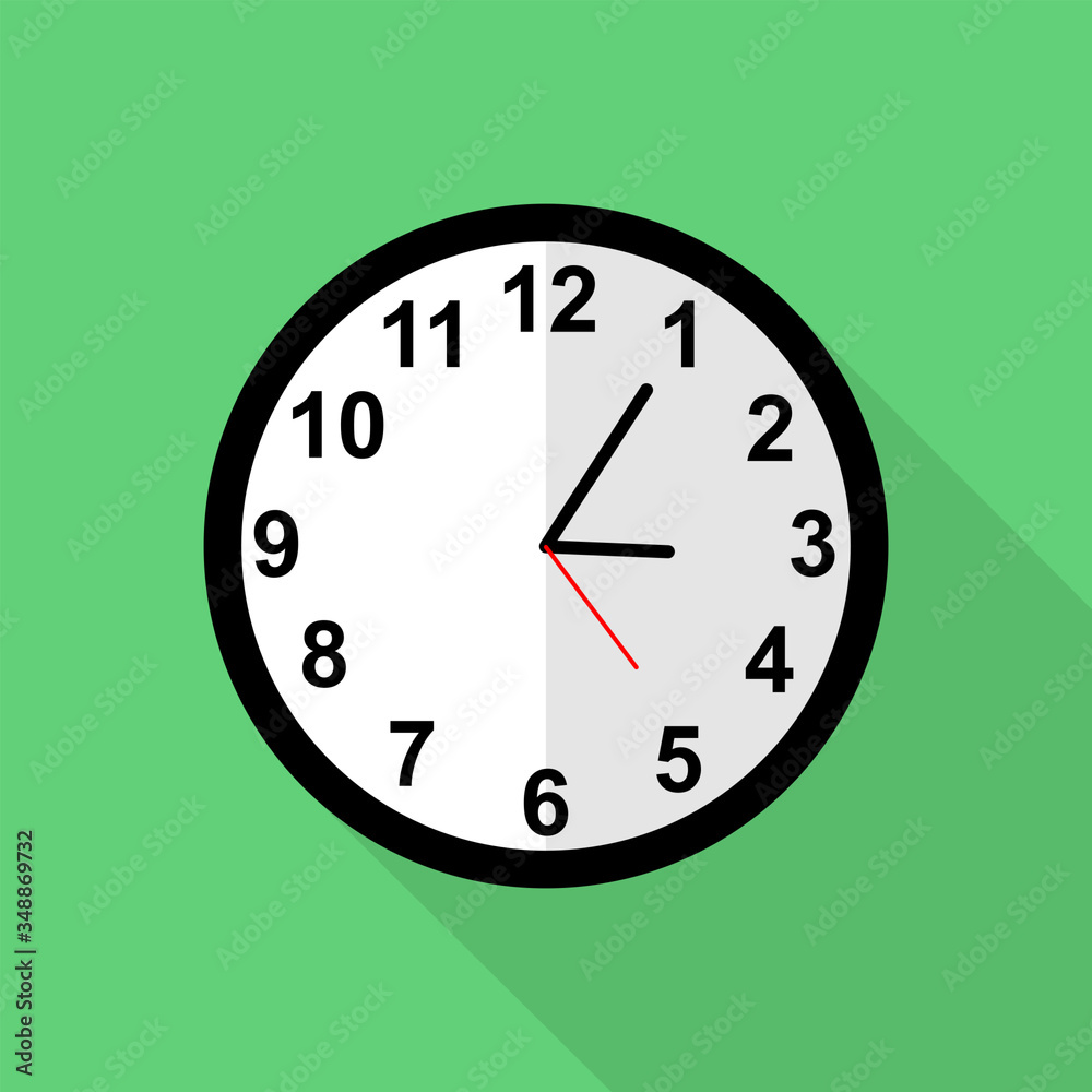 Classic clock icon, Five minutes past three o'clock Classic clock icon, Five minutes past three o'clock