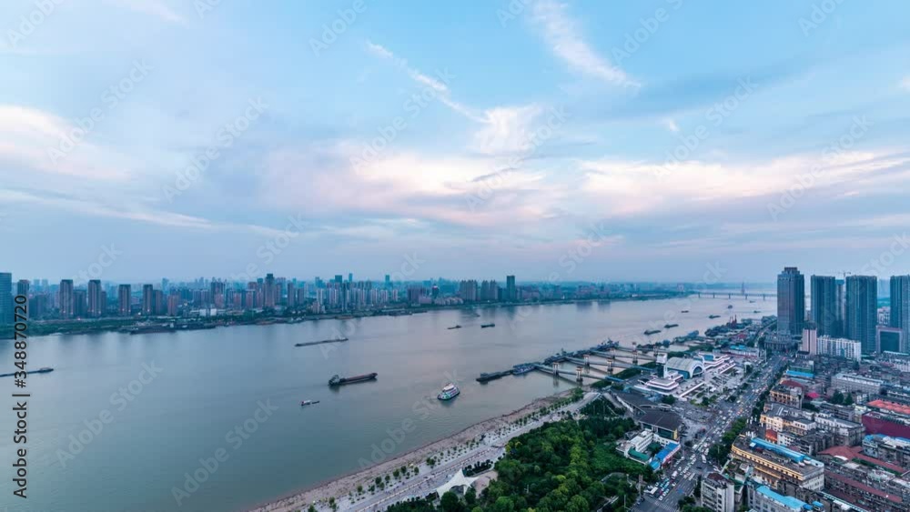 Timelapse of Wuhan city .Panoramic skyline and buildings Timelapse of Wuhan city .Panoramic skyline and buildings