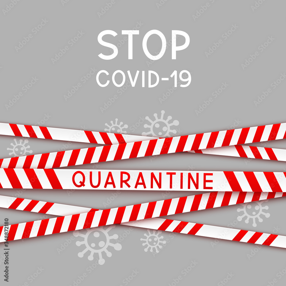 Signal tape border for quarantine coronavirus design on white background Signal tape border for quarantine coronavirus design on white background