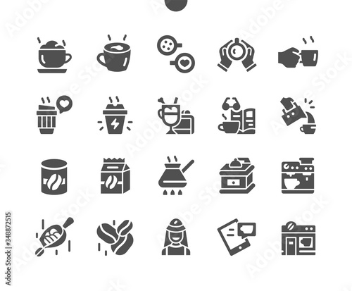 Coffee Well-crafted Pixel Perfect Vector Solid Icons 30 2x Grid for Web Graphics and Apps. Simple Minimal Pictogram