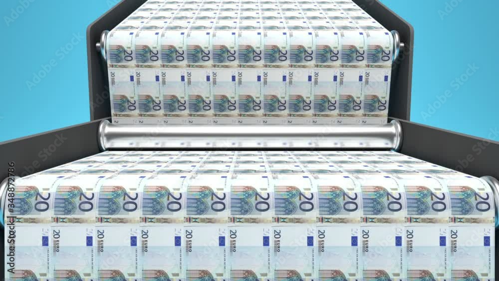 printing 20 euros bank notes 3D rendering