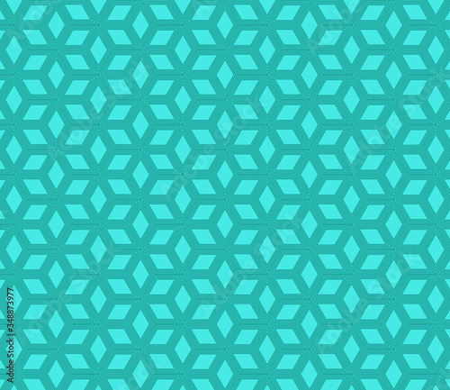 Teal repeat cube background with abstract seamless textured pattern