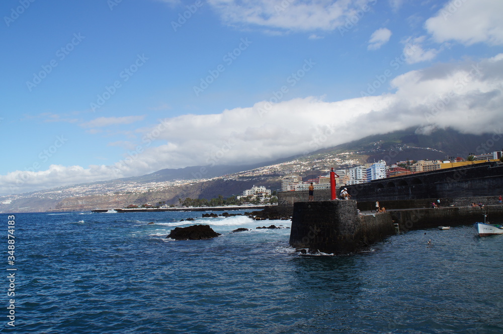 landscape of the Spanish port city of Puerto de la Cruz on the Canary island of Tenerife
