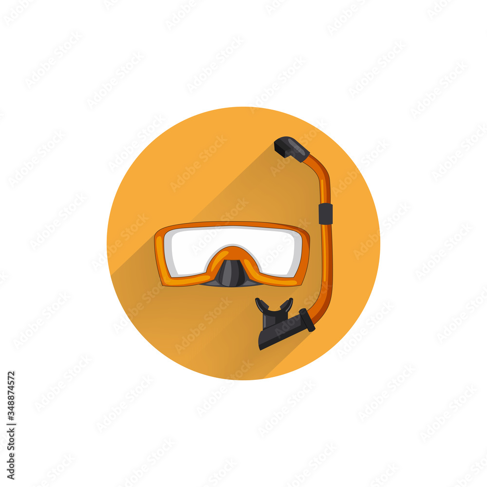 diving mask colorful flat icon with long shadow. diving flat icon