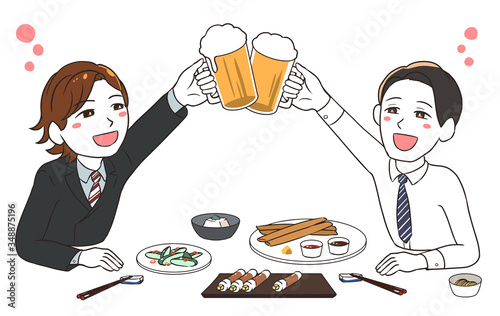 会社帰りの飲み会でほろ酔い(男性)