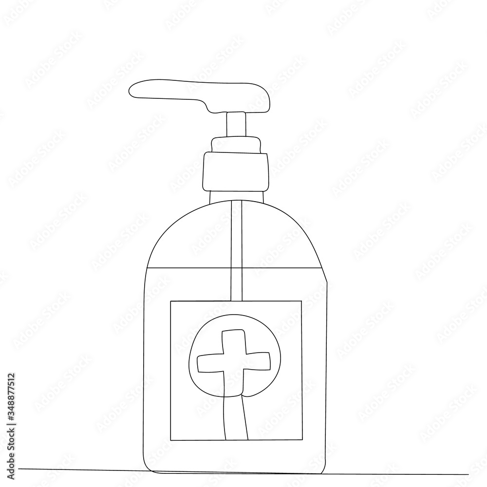 antiseptic vector, isolated, continuous line drawing antiseptic vector, isolated, continuous line drawing