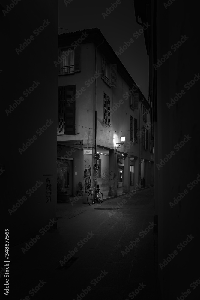 bologna streets in the night