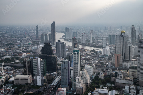 panoramic skyline of Bangkok from King Power Mahanakhon, Bangkok, Thailand