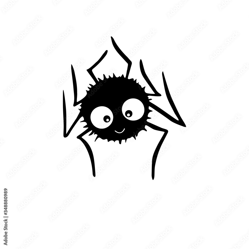 Cute vector spiders. Hand drawn. Isolated on white background. Halloween illustration