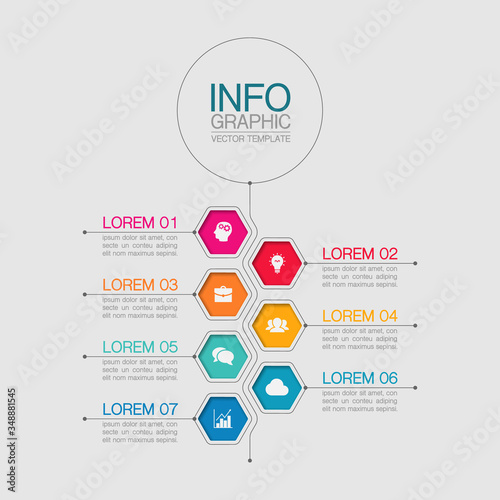 Vector iInfographic template for business, presentations, web design, 7 options. photo