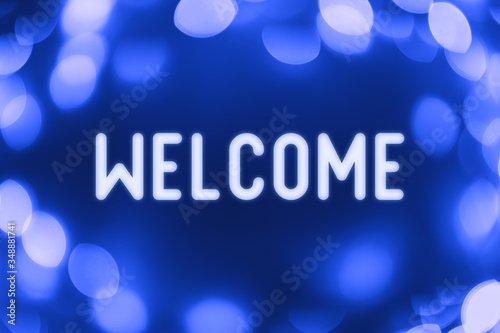 Welcome - word on a blue background